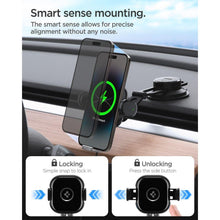Заредете изображение във визуализатора на галерията – Spigen UTS35W ONETAP UNIVERSAL WINDSHIELD &amp; DASHBOARD CAR MOUNT WIRELESS CHARGER BLACK
