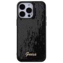 Заредете изображение във визуализатора на галерията – Guess Sequin Script Metal case for iPhone 15 Pro Max - black
