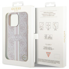 Заредете изображение във визуализатора на галерията – Guess GUHMP13LP4RPSP iPhone 13 Pro / 13 6.1" pink/pink hardcase 4G Printed Stripes MagSafe
