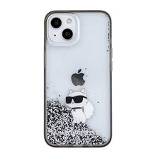 Заредете изображение във визуализатора на галерията – Original KARL LAGERFELD Case Liquid Glitter Choupette KLHCP15SLKCNSK for Iphone 15 Transparent
