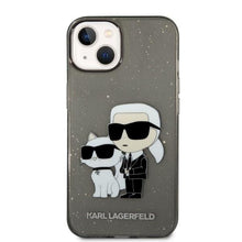 Заредете изображение във визуализатора на галерията – Karl Lagerfeld KLHCP14SHNKCTGK iPhone 14 6.1" black/black hardcase Gliter Karl&amp;Choupette
