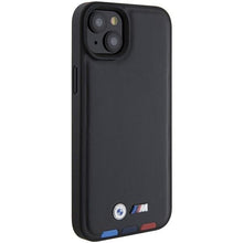 Заредете изображение във визуализатора на галерията – BMW BMHCP15M22PTDK iPhone 15 Plus 6.7" black/black Leather Stamp Tricolor

