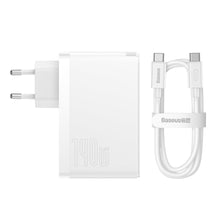 Заредете изображение във визуализатора на галерията – Baseus GaN5 Pro fast charger 2xUSB-C + USB 140W EU white (CCGP100202)
