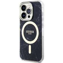 Заредете изображение във визуализатора на галерията – Original Case GUESS hardcase Marble MagSafe GUHMP14LPCUMAK for Iphone 14 Pro black

