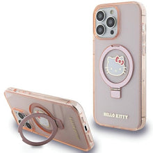 Заредете изображение във визуализатора на галерията – Original Case HELLO KITTY hardcase Ring Stand Glitter Electrop Logo MagSafe HKHMP15XHRSGEP for Iphone 15 Pro Max pink
