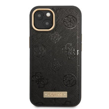 Заредете изображение във визуализатора на галерията – Guess GUHMP13MSAPSTK iPhone 13 6.1" black/black hardcase Peony Logo Plate MagSafe
