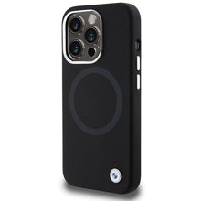 Заредете изображение във визуализатора на галерията – BMW Signature Liquid Silicone MagSafe case for iPhone 15 Pro Max - black
