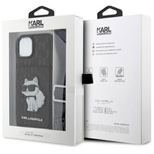Заредете изображение във визуализатора на галерията – Karl Lagerfeld KLHCP14SCSAKHPCK iPhone 14 6.1" hardcase black/black Crossbody Saffiano Monogram Choupette
