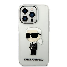Заредете изображение във визуализатора на галерията – Original Pouch KARL LAGERFELD  Ikonik Karl Lagerfeld KLHCP14LHNIKTCT for Iphone 14 Pro transparent
