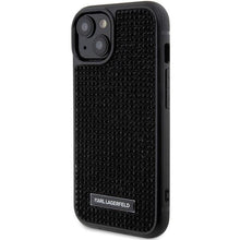 Заредете изображение във визуализатора на галерията – Karl Lagerfeld Rhinestone Logo Metal Plate case for iPhone 15 - black
