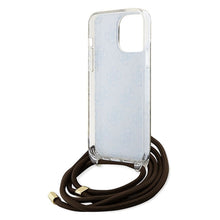 Заредете изображение във визуализатора на галерията – Original faceplate case GUESS GUHCP15LHC4SEW for iPhone 15 Pro (Crossbody Cord 4G Print / brown)
