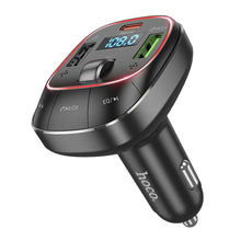 Заредете изображение във визуализатора на галерията – HOCO car transmitter FM with car charger USB QC 3.0 + Type C PD 45W Pole E76 obsidian black
