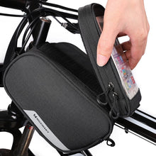 Заредете изображение във визуализатора на галерията – Wozinsky frame bike bag + detachable phone cover up to 6.5 "1.5l black (WBB7BK)
