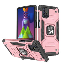 Заредете изображение във визуализатора на галерията – Wozinsky Ring Armor Case Kickstand Tough Rugged Cover for Samsung Galaxy M51 pink
