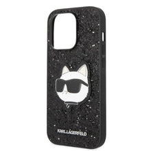 Заредете изображение във визуализатора на галерията – Karl Lagerfeld KLHCP14LG2CPK iPhone 14 Pro 6.1" black/black hardcase Glitter Choupette Patch
