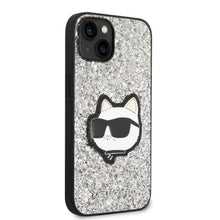 Заредете изображение във визуализатора на галерията – Karl Lagerfeld KLHCP14SG2CPS iPhone 14 6.1" silver/silver hardcase Glitter Choupette Patch
