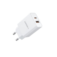 Заредете изображение във визуализатора на галерията – VEGER travel charger USB A + Type C QC3.0 PD 30W VLS302U white
