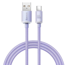 Заредете изображение във визуализатора на галерията – Baseus crystal shine series fast charging data cable USB Type A to USB Type C100W 1,2m purple (CAJY000405) - TopMag
