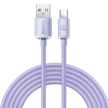 Заредете изображение във визуализатора на галерията – Baseus crystal shine series fast charging data cable USB Type A to USB Type C 100W 2m purple (CAJY000505) - TopMag
