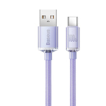 Заредете изображение във визуализатора на галерията – Baseus crystal shine series fast charging data cable USB Type A to USB Type C 100W 2m purple (CAJY000505) - TopMag
