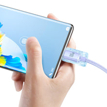 Заредете изображение във визуализатора на галерията – Baseus crystal shine series fast charging data cable USB Type A to USB Type C 100W 2m purple (CAJY000505) - TopMag
