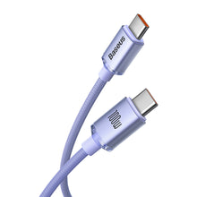 Заредете изображение във визуализатора на галерията – Baseus Crystal Shine Series cable USB cable for fast charging and data transfer USB Type C - USB Type C 100W 2m purple (CAJY000705) - TopMag
