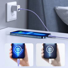 Заредете изображение във визуализатора на галерията – Joyroom cable USB Type C - Lightning PD 20W 1.2m purple (S-1224N9) - TopMag
