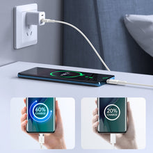 Заредете изображение във визуализатора на галерията – Joyroom cable USB Type C - USB Type C PD 60W 1.2m cable white (S-1230N9) - TopMag
