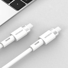 Заредете изображение във визуализатора на галерията – Joyroom cable USB Type C - USB Type C PD 60W 1.2m cable white (S-1230N9) - TopMag
