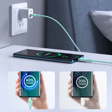 Заредете изображение във визуализатора на галерията – Joyroom cable USB Type C - USB Type C PD 60W 1.2m green (S-1230N9) - TopMag
