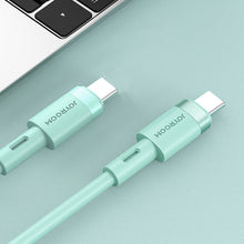 Заредете изображение във визуализатора на галерията – Joyroom cable USB Type C - USB Type C PD 60W 1.2m green (S-1230N9) - TopMag
