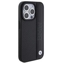 Заредете изображение във визуализатора на галерията – BMW Leather Textured &amp; Stripe case for iPhone 15 Pro - black
