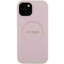 Заредете изображение във визуализатора на галерията – Guess Saffiano MagSafe case for iPhone 15 Plus - pink
