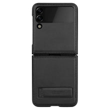 Заредете изображение във визуализатора на галерията – Nillkin Qin Vegan Leather Case for Samsung Galaxy Z Flip 4 cover made of ecological leather stand black
