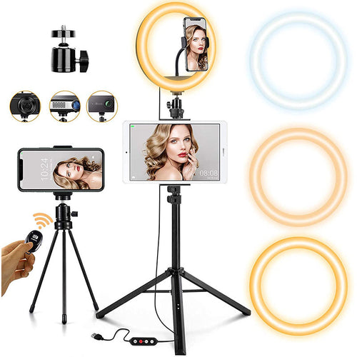 Joyroom ring flash lamp tripod kit for recording live streaming YouTube videos TikTok Instagram selfie phone holder ring light black (JR-ZS233) - TopMag