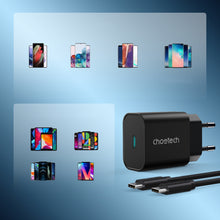 Заредете изображение във визуализатора на галерията – Choetech Fast USB Type C Charger 25W PPS PD Black (PD6003) - TopMag
