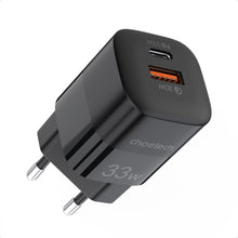 Заредете изображение във визуализатора на галерията – Choetech Fast USB Wall Charger USB Type C PD QC 33W black (PD5006) - TopMag
