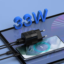 Заредете изображение във визуализатора на галерията – Choetech Fast USB Wall Charger USB Type C PD QC 33W black (PD5006) - TopMag
