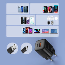 Заредете изображение във визуализатора на галерията – Choetech Fast USB Wall Charger USB Type C PD QC 33W black (PD5006) - TopMag
