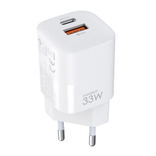 Заредете изображение във визуализатора на галерията – Choetech Fast USB Wall Charger USB Type C PD QC 33W white (PD5006) - TopMag
