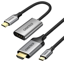 Заредете изображение във визуализатора на галерията – Choetech kit adapter HUB USB Type C - HDMI 2.0 (3840 x 2160 @ 60Hz) gray (HUB-H12) + USB cable Type C - HDMI (3840 x 2160 @ 60Hz) 2m gray (CH0021) - TopMag
