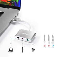 Заредете изображение във визуализатора на галерията – Choetech plug adapter USB Type C - mini jack 3.5mm headphones / microphone gray (HUB-A02GY) - TopMag

