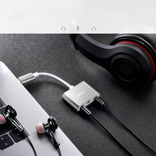 Заредете изображение във визуализатора на галерията – Choetech plug adapter USB Type C - mini jack 3.5mm headphones / microphone gray (HUB-A02GY) - TopMag
