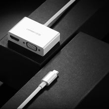 Заредете изображение във визуализатора на галерията – Ugreen adapter video converter USB Type C - HDMI / VGA white (MM123) - TopMag
