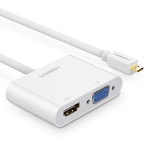 Заредете изображение във визуализатора на галерията – Ugreen video adapter micro HDMI - HDMI + VGA 30cm black (MM115) - TopMag
