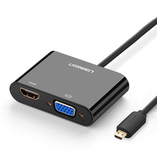 Заредете изображение във визуализатора на галерията – Ugreen video adapter micro HDMI - HDMI + VGA 30cm black (MM115) - TopMag
