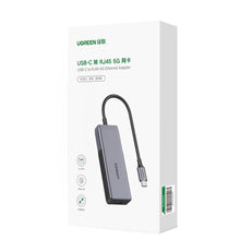 Заредете изображение във визуализатора на галерията – Ugreen adapter USB Type C adapter (male) - Ethernet RJ-45 (female) 5Gbps black (CM312) - TopMag
