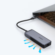 Заредете изображение във визуализатора на галерията – Ugreen adapter USB Type C adapter (male) - Ethernet RJ-45 (female) 5Gbps black (CM312) - TopMag
