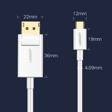 Заредете изображение във визуализатора на галерията – Ugreen unidirectional USB Type C to Display Port 4K 1.5m Black (MM139) Adapter Cable - TopMag
