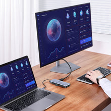 Заредете изображение във визуализатора на галерията – Ugreen multi-functional HUB 9in1 USB Type C - HDMI, DP, VGA, 2 x USB, RJ45 Ethernet, SD / TF card reader, USB Type C PD 100W gray (CM274) - TopMag
